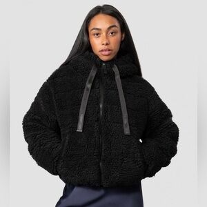 Hunter Black Plush Teddy Sherpa Hooded Jacket - Women